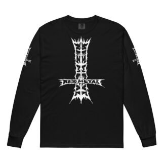 “Rez Metal” Upside Down Cross Style: heavyweight long-sleeve shirt